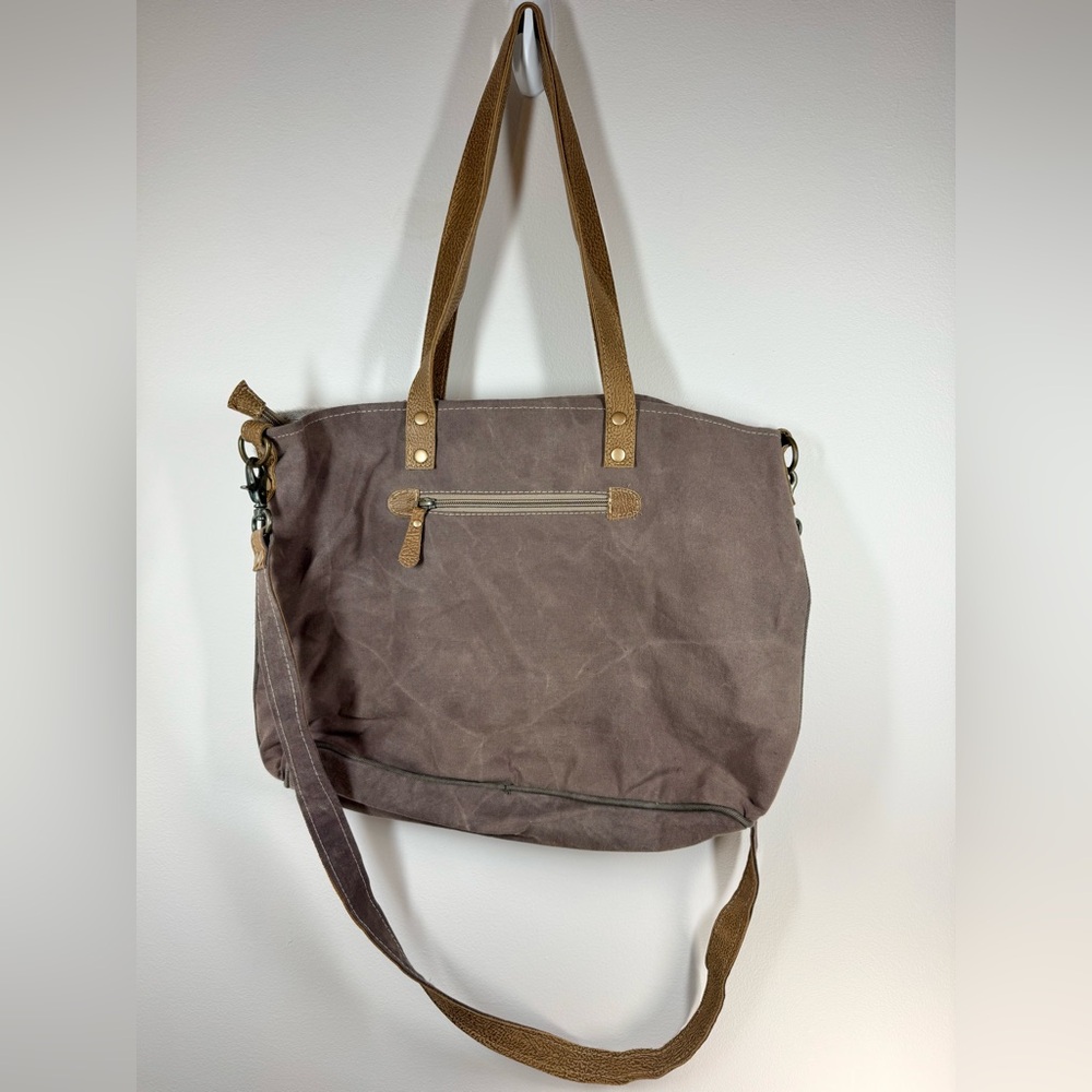 Myra Bag Ace Upcycled Canvas & Cowhide Messenger Bag - Picture 7 of 14